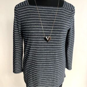 LOFT Striped Squared Neckline Top NWOT